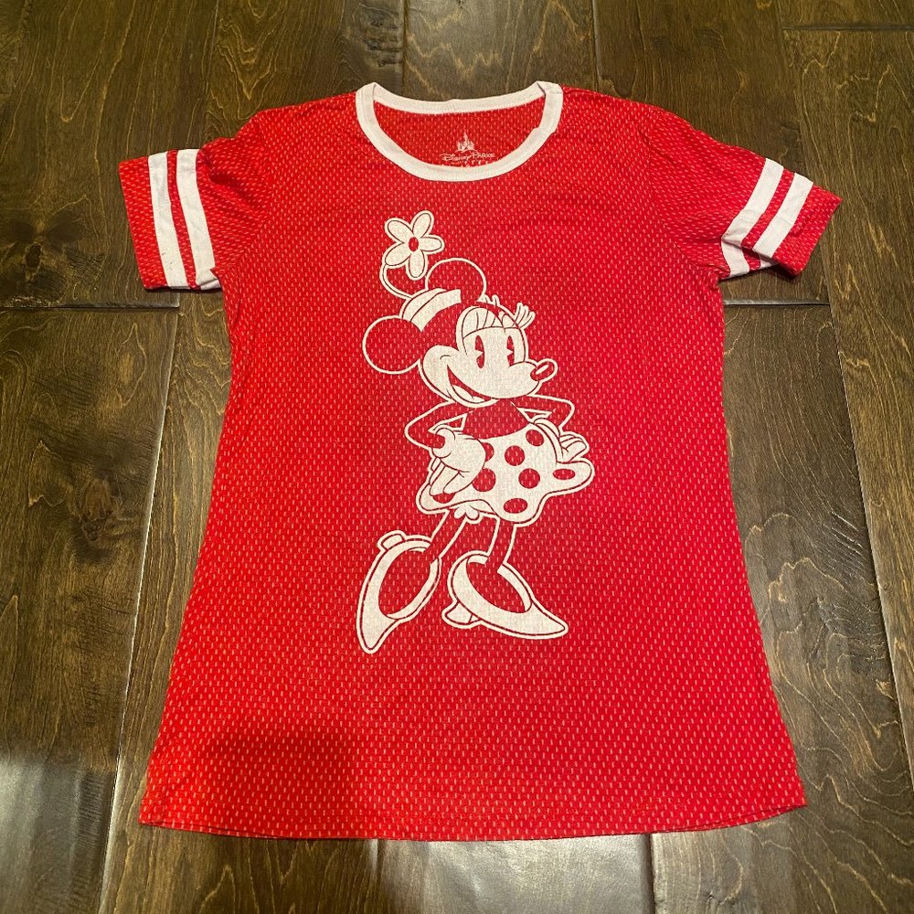 Women's Walt Disney World Red & White Mickey Jersey Style T-Shirt, Size S